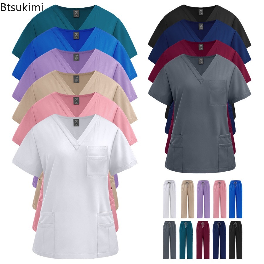 Medical Lab Uniform - Seragam Perawat Wanita Set Atasan Pendek
