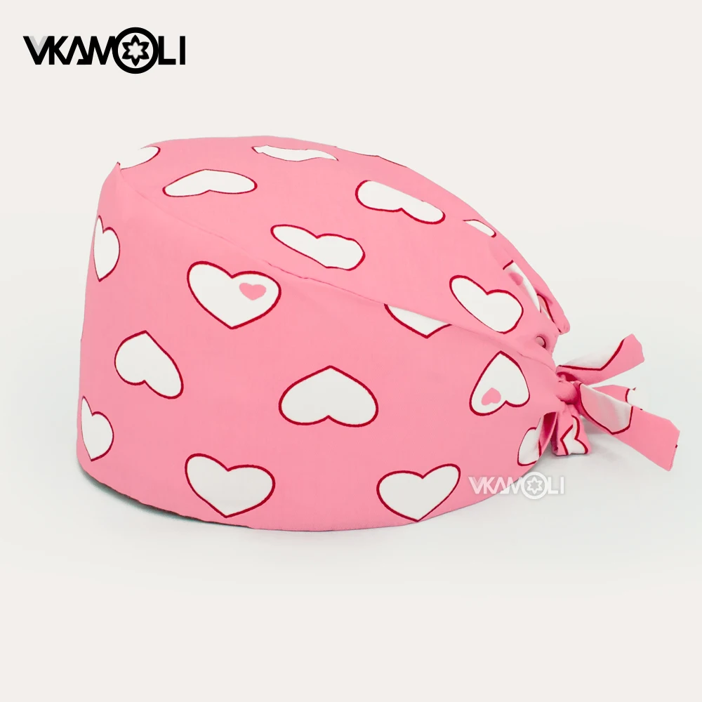 Medical Lab Day - Valentine Hari Dicetak Scrub Topi Cap